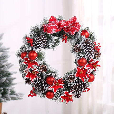 2022 Christmas Wreath With Red Ornaments