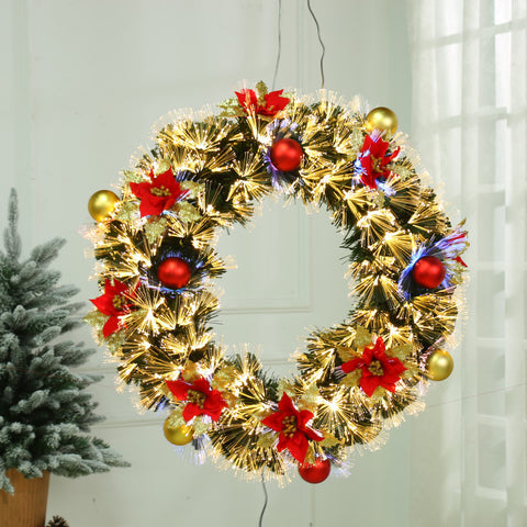2022 Optical Fiber Golden Christmas Wreath