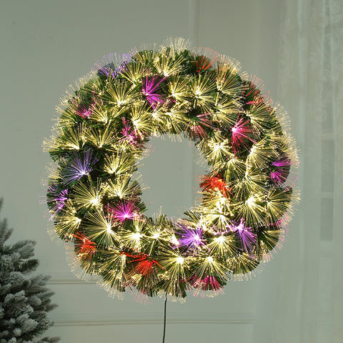 2022 Corlorful Optical Fiber Golden Christmas Wreath