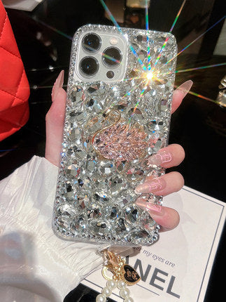 Luxury Swan Stone Inlaid iPhone Case